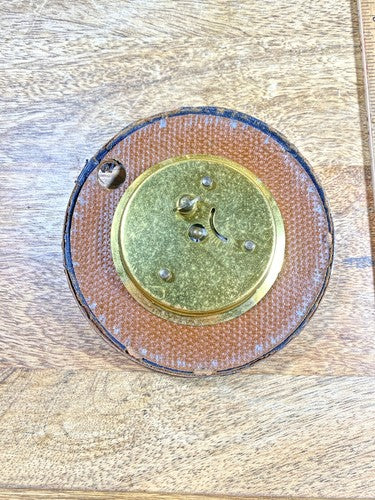 Small Old New Haven Clock Very Well Worn Case (Running/Spring Is Good)   (K9926)