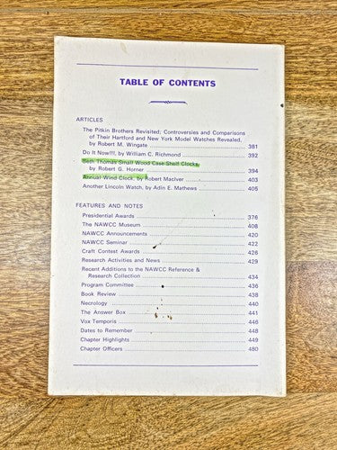 NAWCC Bul Aug 82, ST Small Wood Case Shelf Clocks, Annual Wind Clock (K9908)
