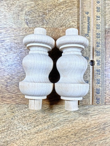 Pair Of Wood Spindles 2.24 Inch Long With .48 Inch Diameter Tenons (K9800)