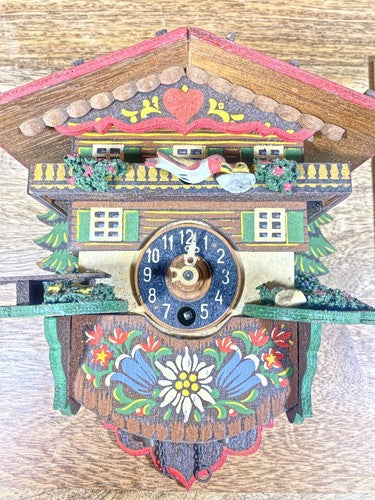 Vintage Wood Rocking Bird Novelty Clock For Parts Or Repair (See Desc)  (SP07)
