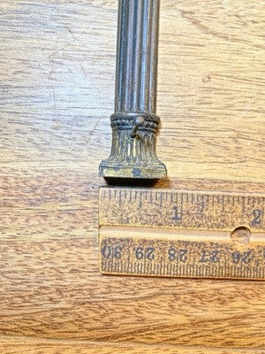 Old Black Mantel Clock Column 5 5/8 Inches Tall               (KD3675)