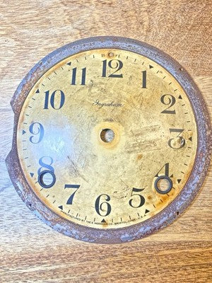 Antique Ingraham Clock Movement Dial Pan (5.65 Inch Or 143.7mm Dia)   (KD3439)