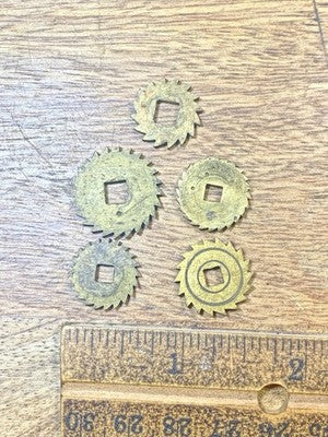 Assorted Lot Of Old Clock Movement Click Wheels (Lot Of 5)   (KD3004)