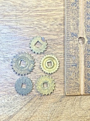 Assorted Lot Of Old Clock Movement Click Wheels (Lot Of 5)   (KD3004)