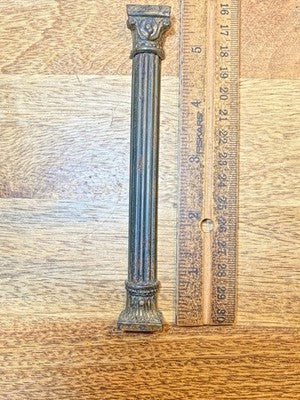 Old Black Mantel Clock Column 5 5/8 Inches Tall               (KD3675)