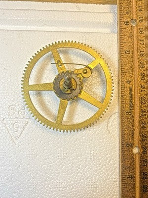 Old Sessions Clock Movement Time Side Main Wheel (See Pics to ID Mvmt) (KD4581)