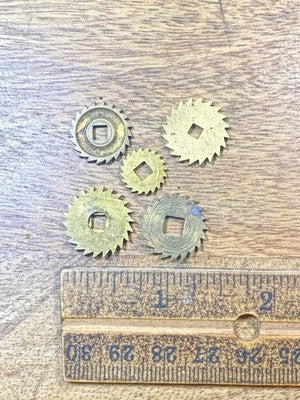 Assorted Lot Of Old Clock Movement Click Wheels (Lot Of 5)   (KD3005)