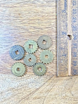 Assorted Lot Of Old Clock Movement Click Wheels (Lot Of 7)   (KD3065)