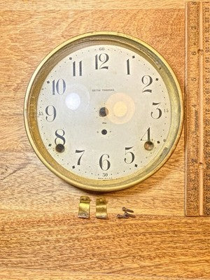 Seth Thomas Clock Dial (5.44 Inch Dia) W/ Bezel & Convex (For Repair) (KD3589)