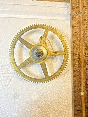 Old Sessions Clock Movement Time Side Main Wheel (See Pics to ID Mvmt) (KD4581)