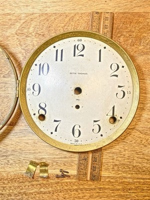 Seth Thomas Clock Dial (5.44 Inch Dia) W/ Bezel & Convex (For Repair) (KD3589)