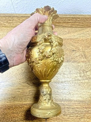 French Mantel Clock Candlestick Side Piece Part (9  1/2 Inches Tall) (LL5363)