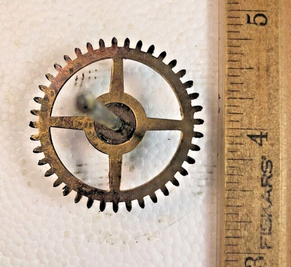 Ingraham (Pat. 1878) Clock Movement Time Side 4th Wheel (See Pics To ID) (K7184)
