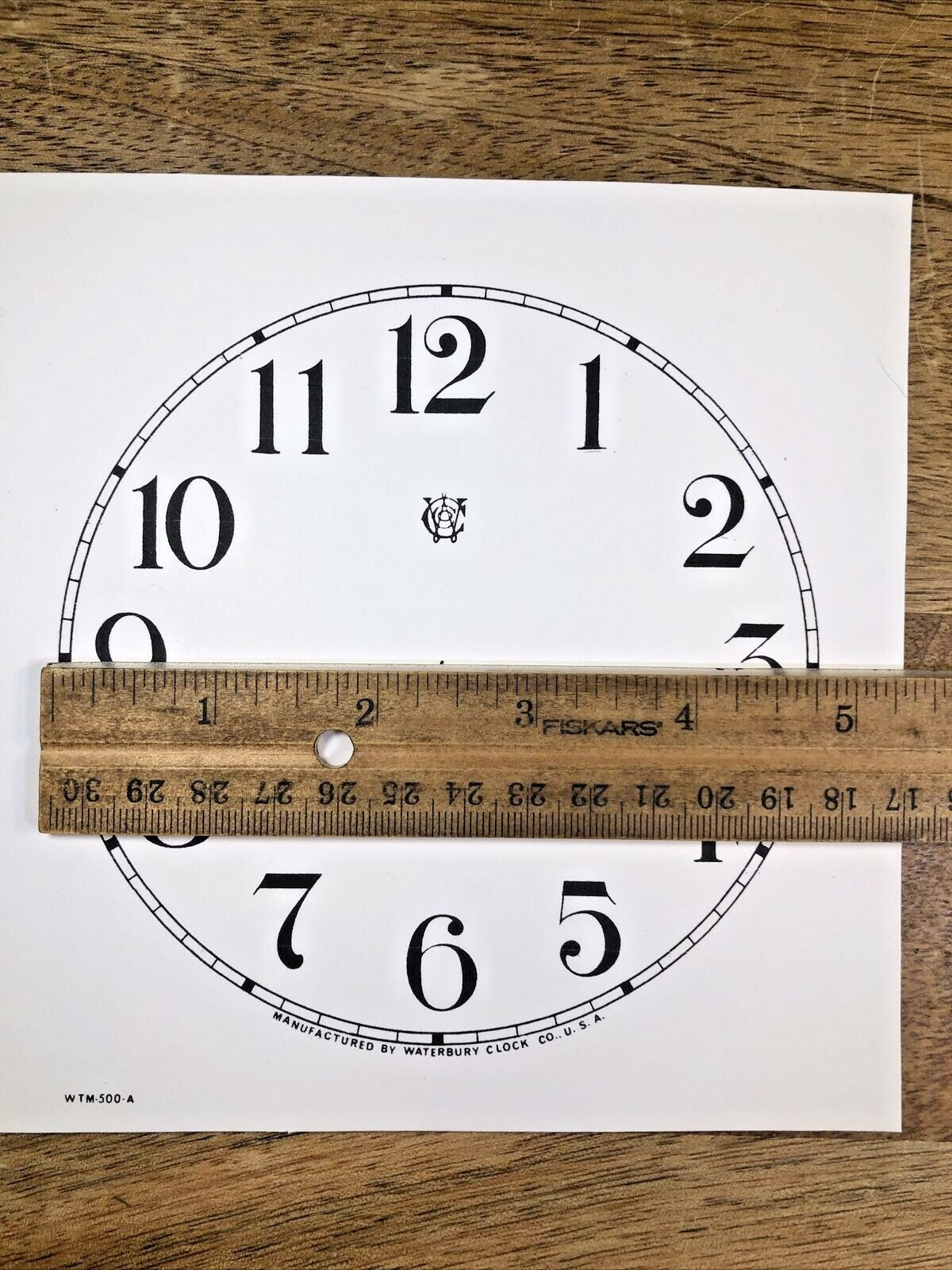 4 13/16 Inch Diameter Waterbury Clock Paper Dial, Arabic Numbers  (Lot 170)