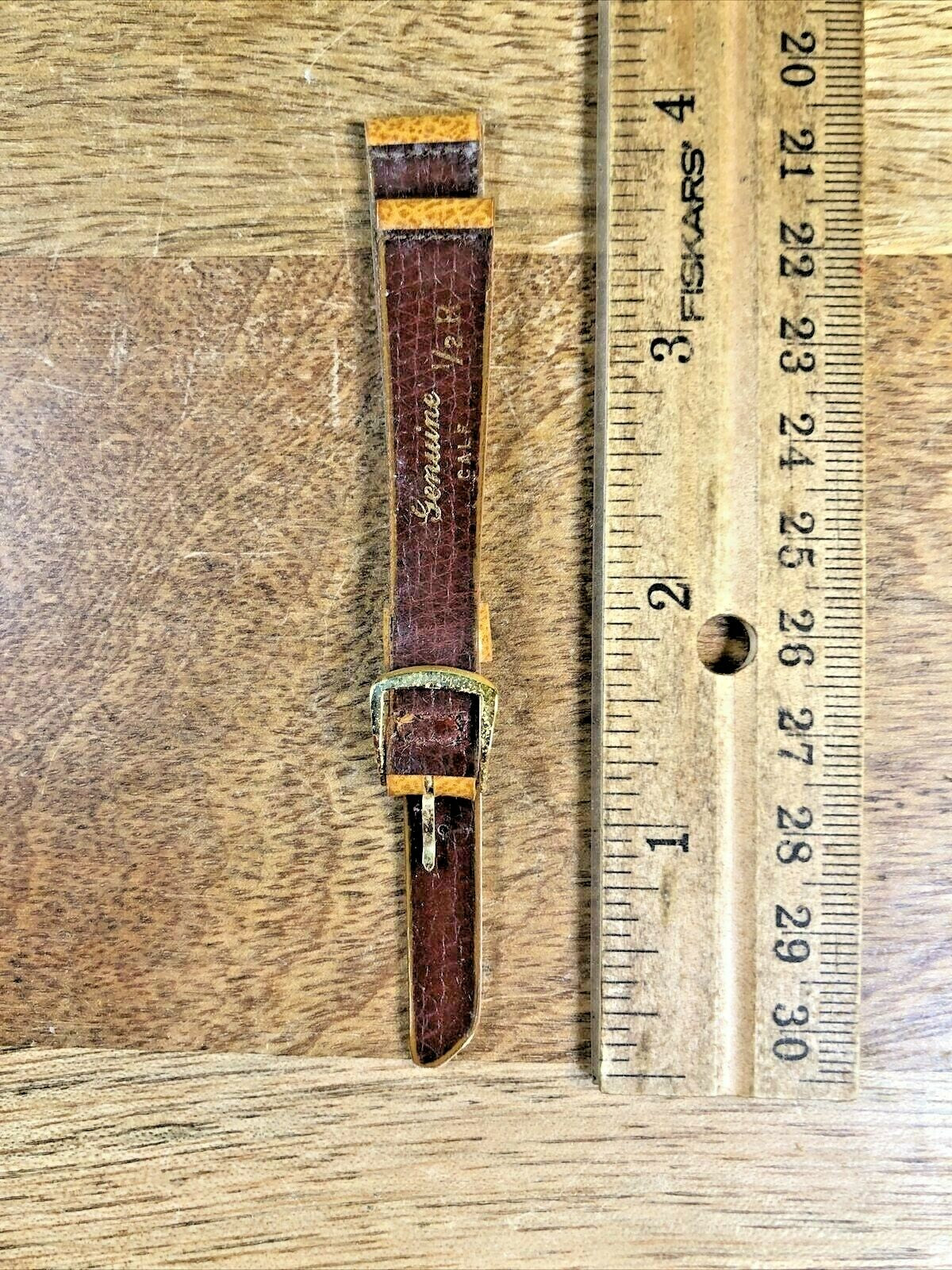 Vintage Speidel Leather (NIB) Tan & Gold Watch Band (13mm or 1/2") (K6255)
