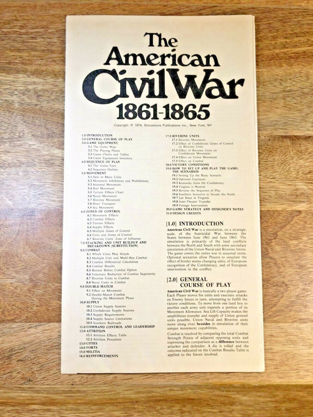 The American Civil War:1861-1865, SPI Circa March 1974 (UNPUNCHED) (G5001)