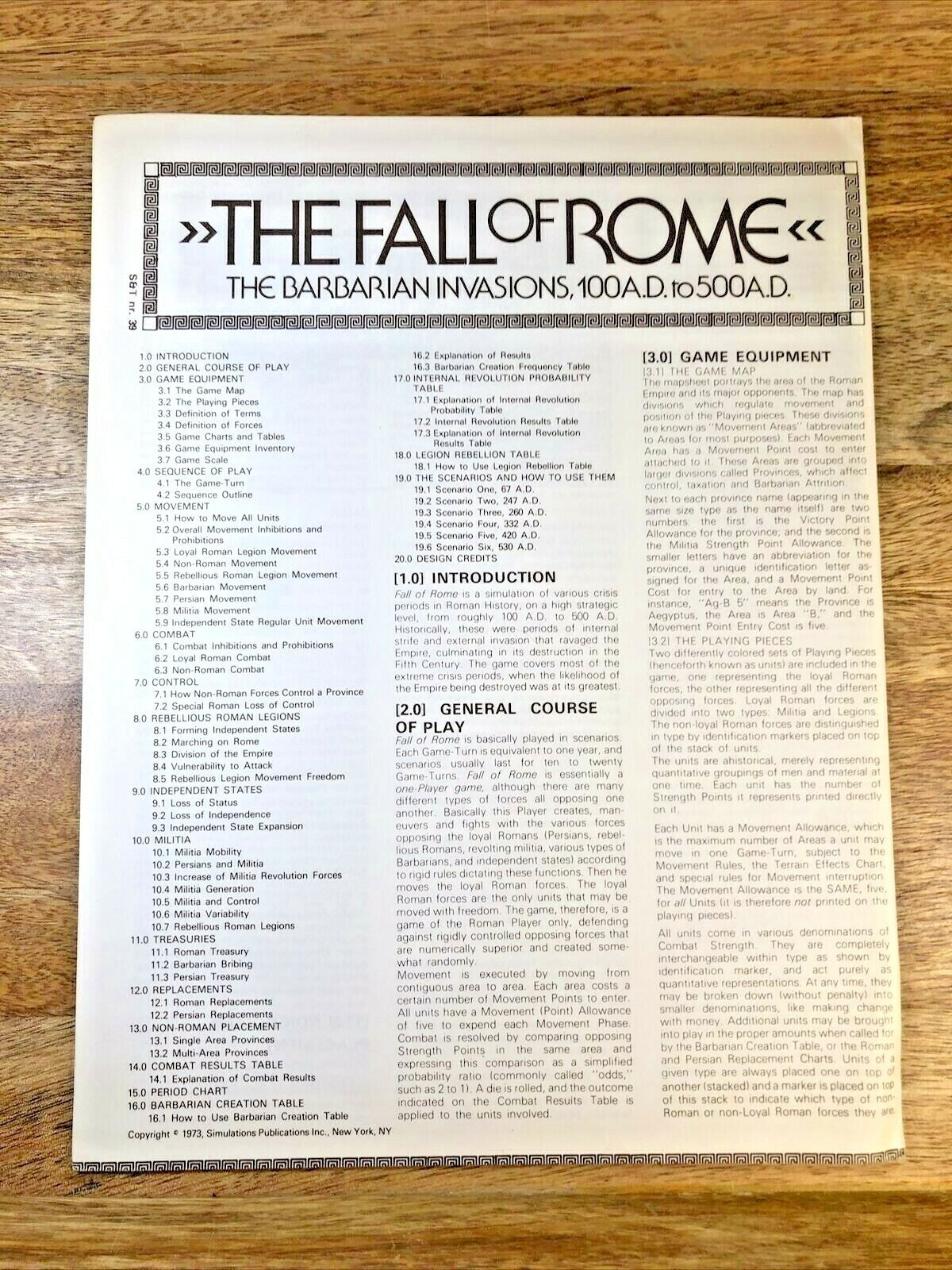The Fall Of Rome, The Barbarian Invasion SPI Circa July 1973 (UNPUNCHED) (G5003)