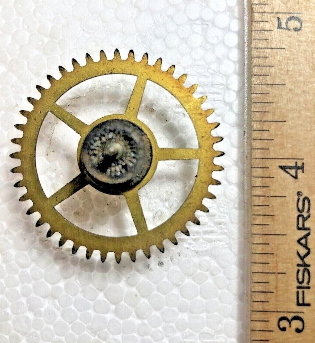 Old Sessions Clock Movement Time Side 4th Wheel (See Pics To ID Mvmt)   (K7771)