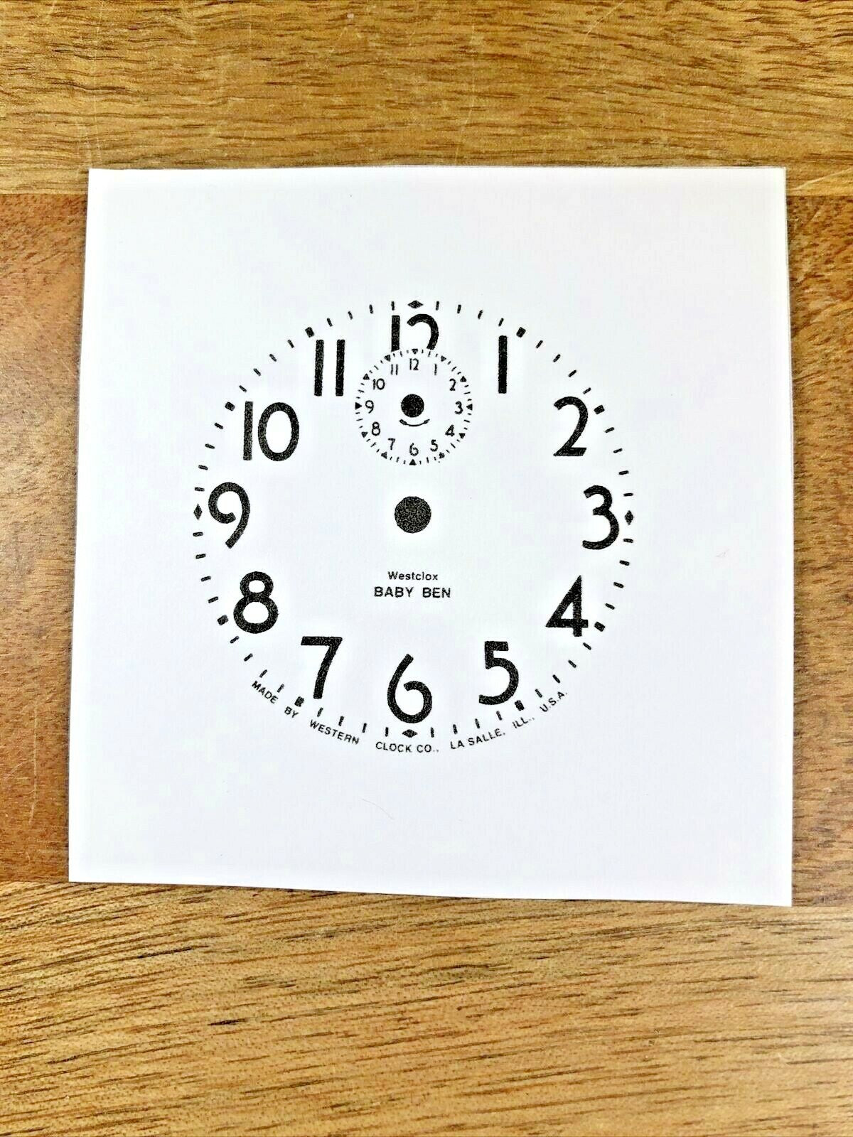 Westclox Baby Ben Alarm Clock Paper Replacement Dial (Lot 211)