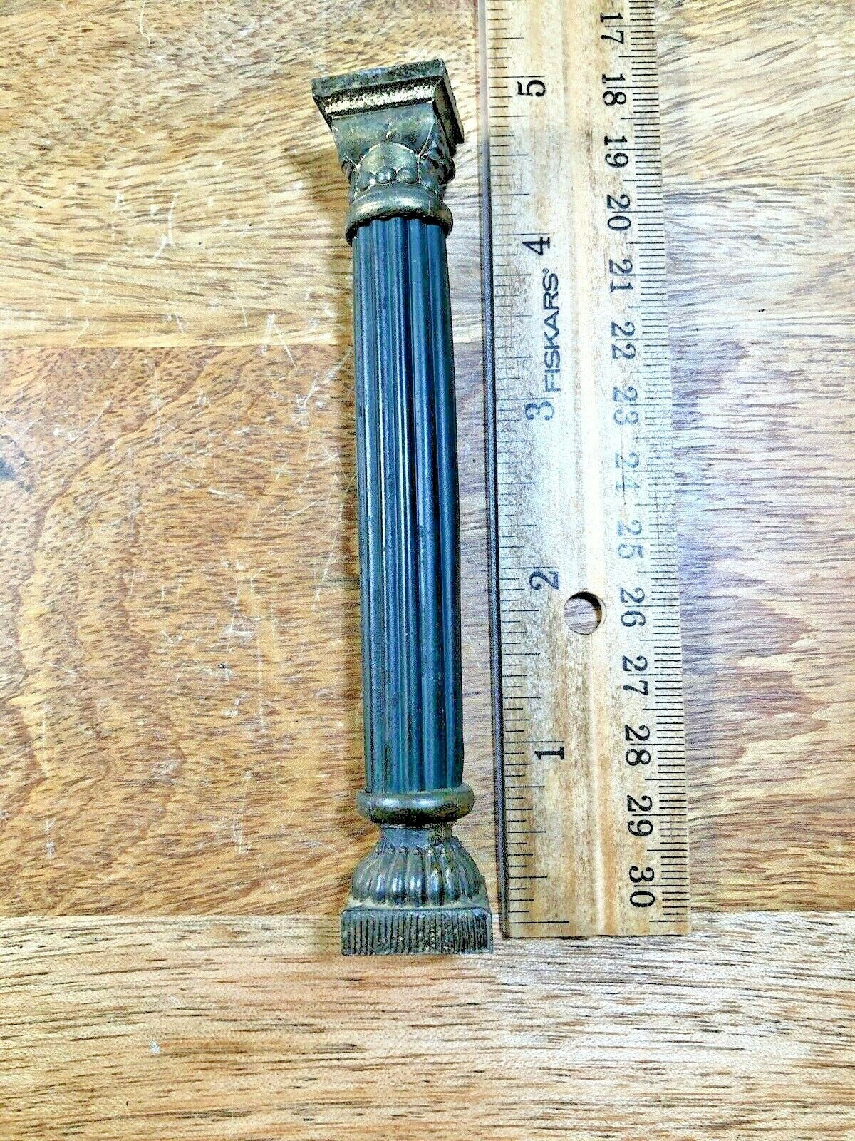 Old 4 3/4" Round Black Mantle Clock Column                            (K1479)