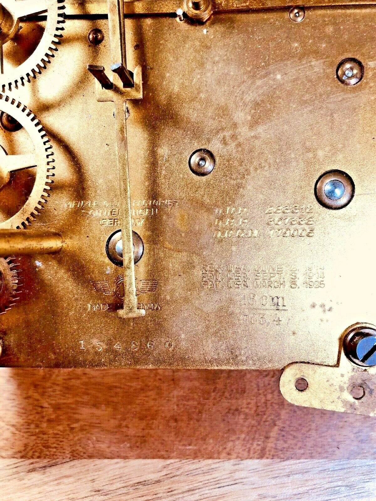 Old Kienzle Clock Movement Rack Assembly (See Pics To ID Mvmt) (K6805)