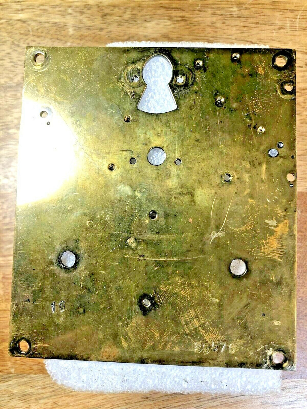 Old Mauthe Clock Movement Back Plate (Pivots Look Good) (K7071)