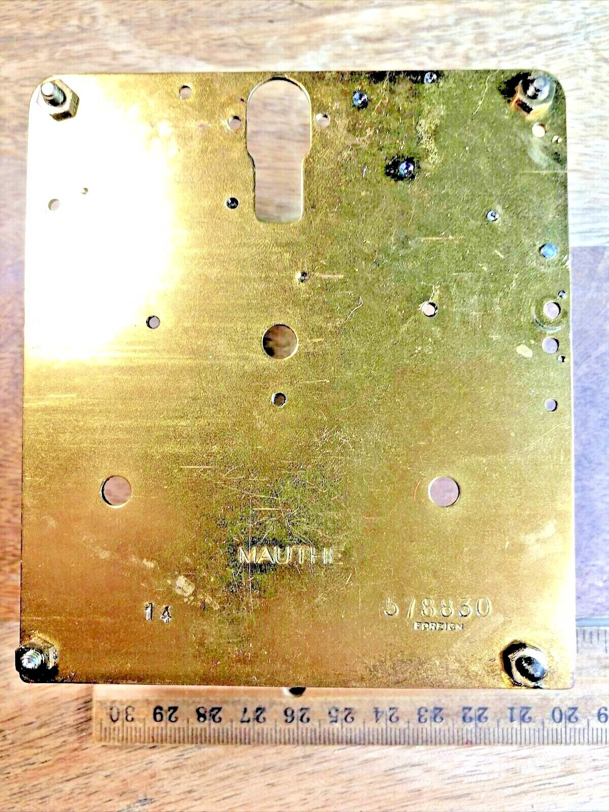 Mauthe Clock Movement (#2) Back Plate (Pivots Look Good) (K7170)
