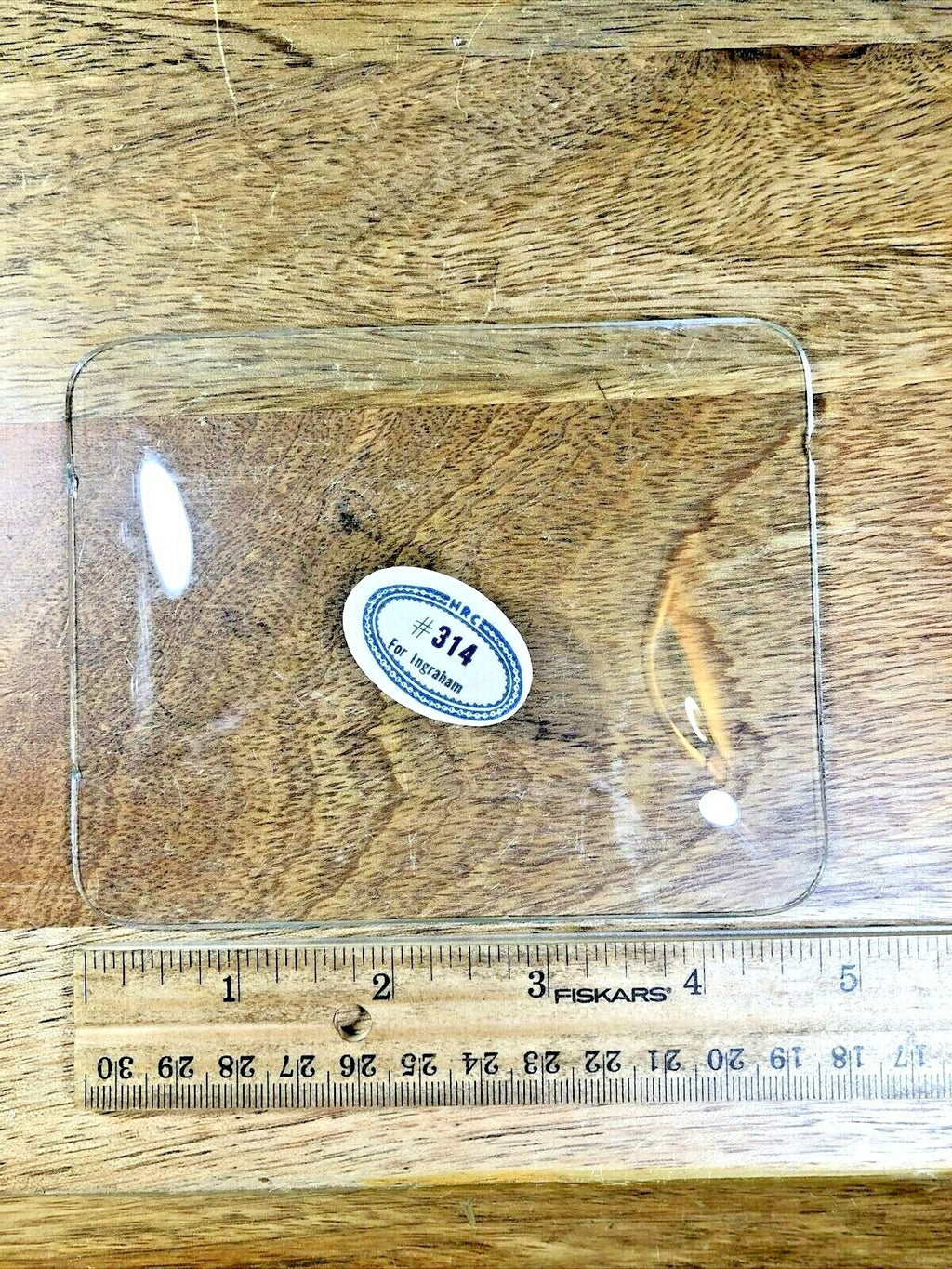 Rectangular Convex Clock Glass (4.92"  X 3.93") for Ingraham Clocks (Lot K3045)