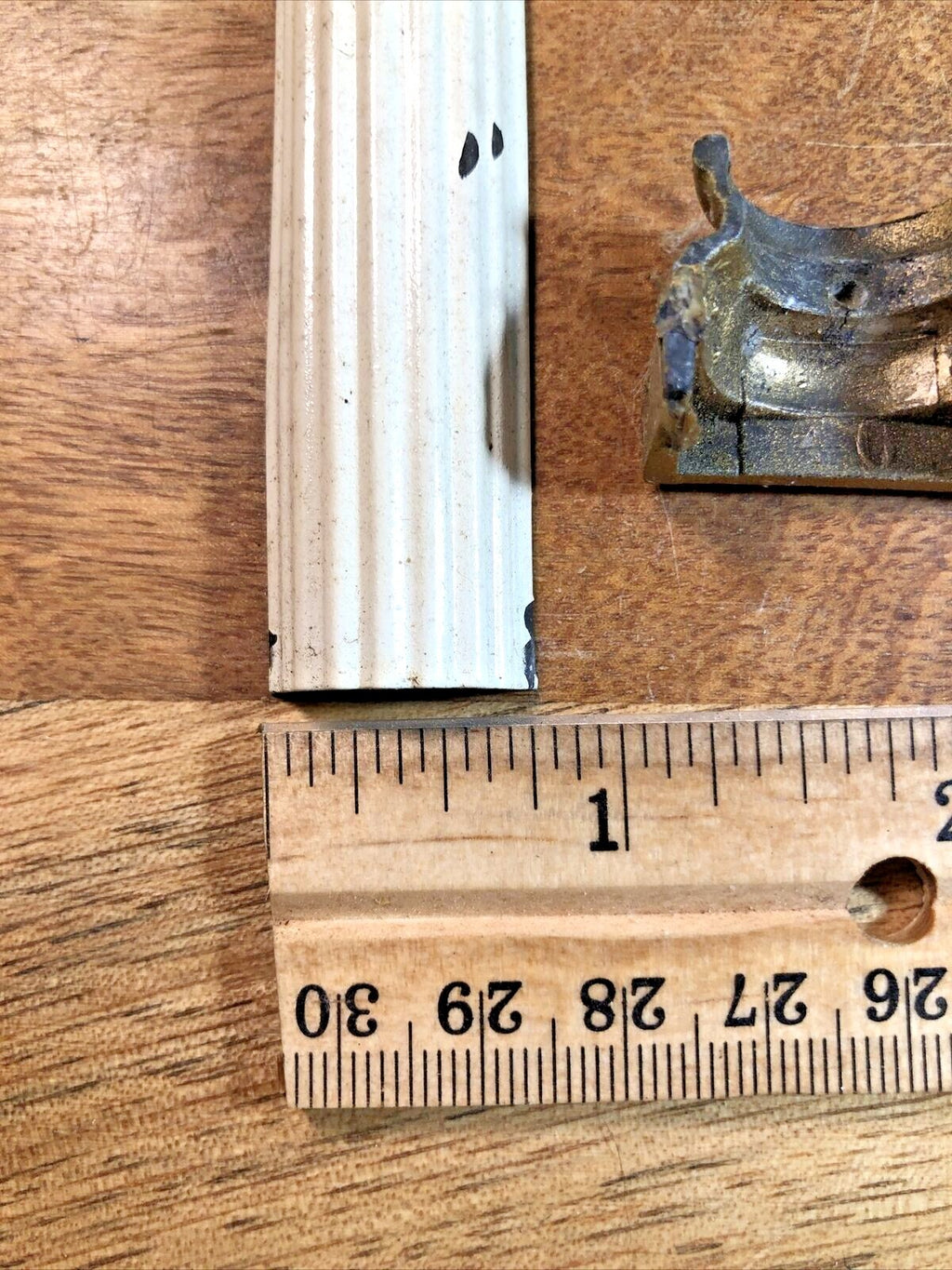 Old Black Mantel Clock Column 5 1/2 Inches Tall               (K7371)