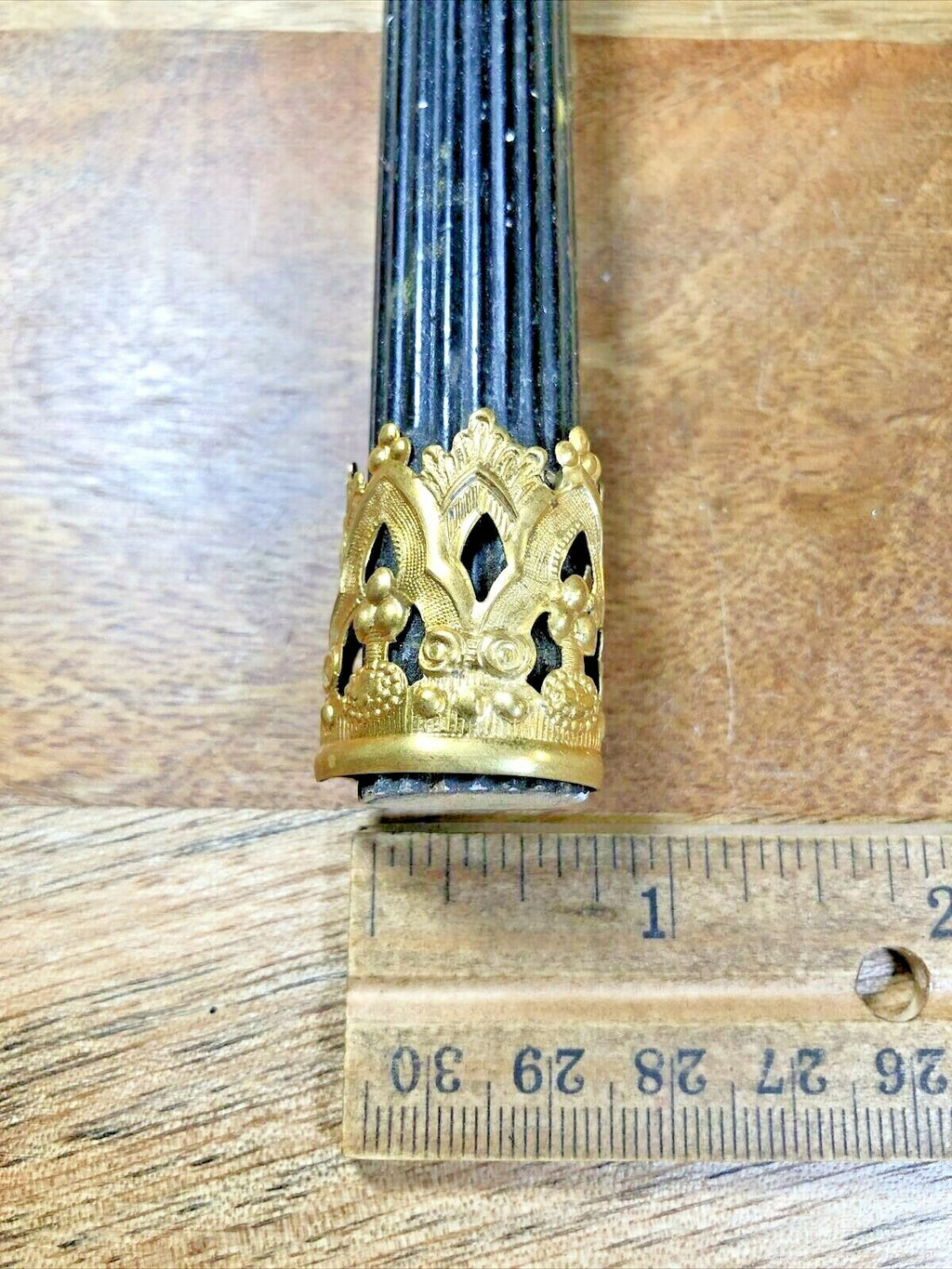 Antique Black Mantle Clock Column 4 7/8 Inches Tall       (K6731)