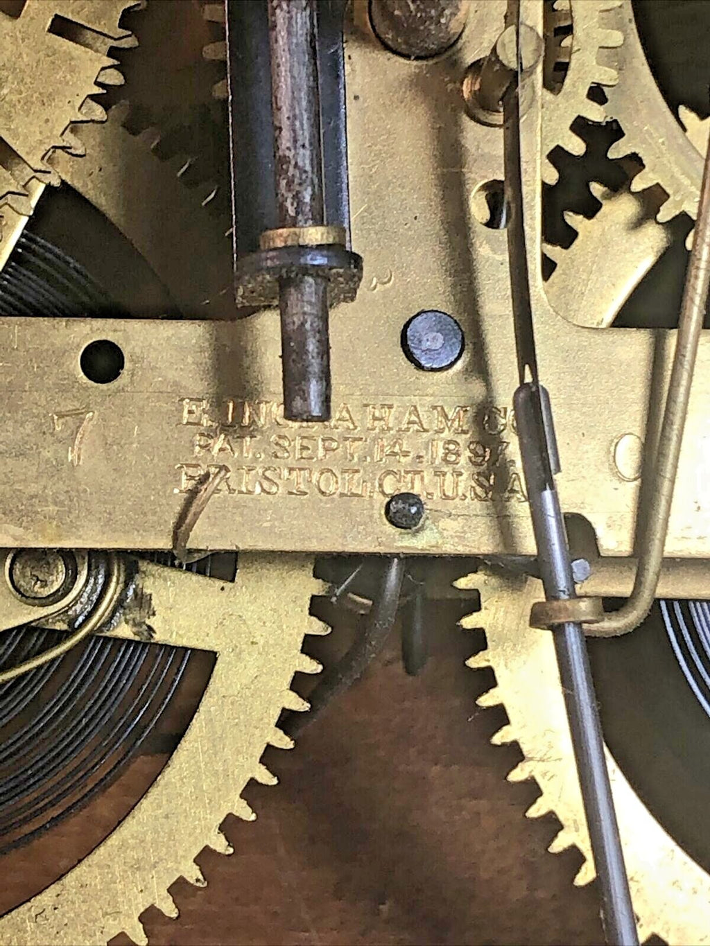 Old Ingraham (Stamped 7 01) Clock Time Side 4th Wheel (See Pics To ID) (K7260)