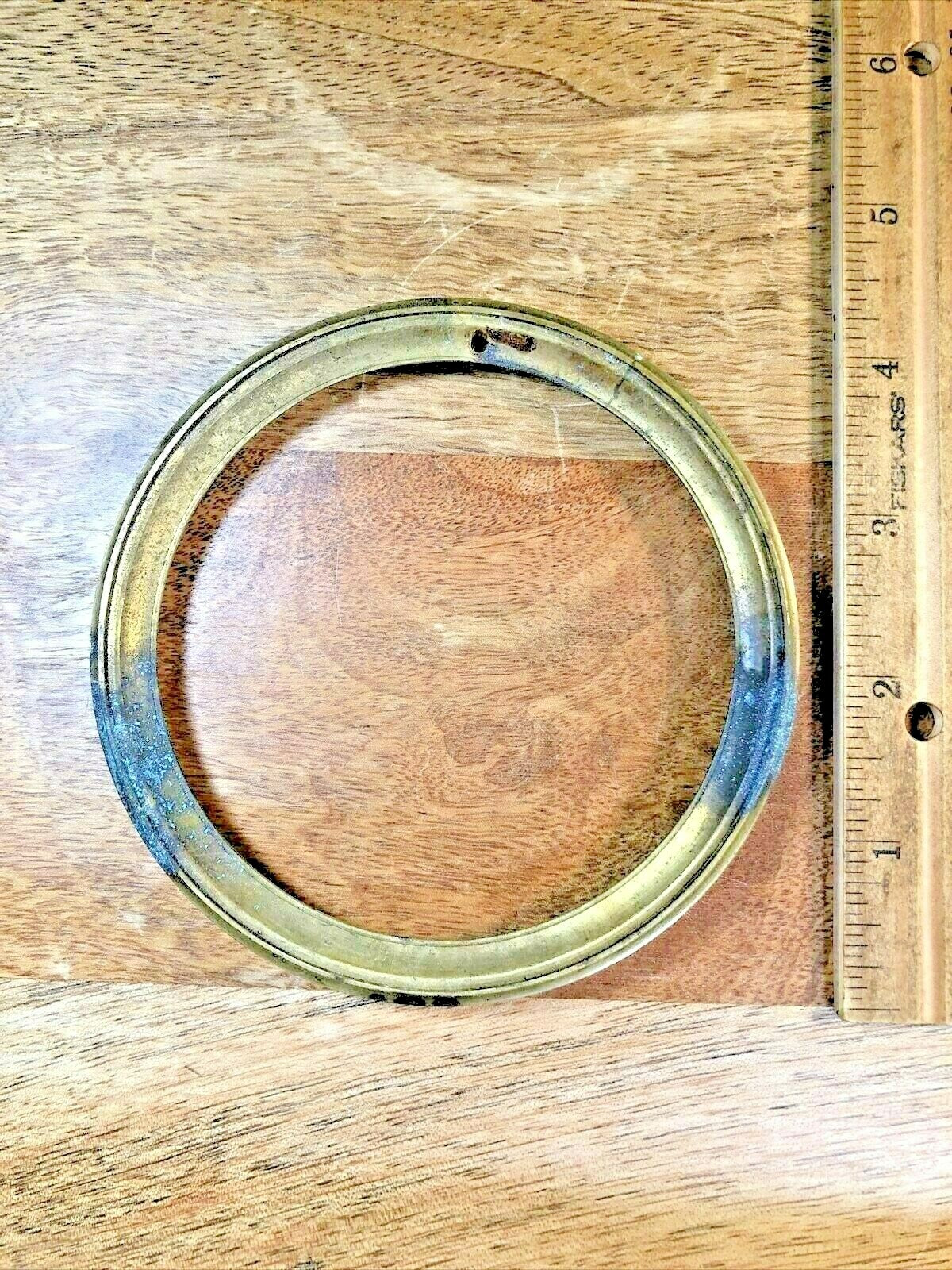 Old Brass Clock Dial Trim Ring 4.23 Inch Outer Diameter 3.50 Inner Dia. (K7024)