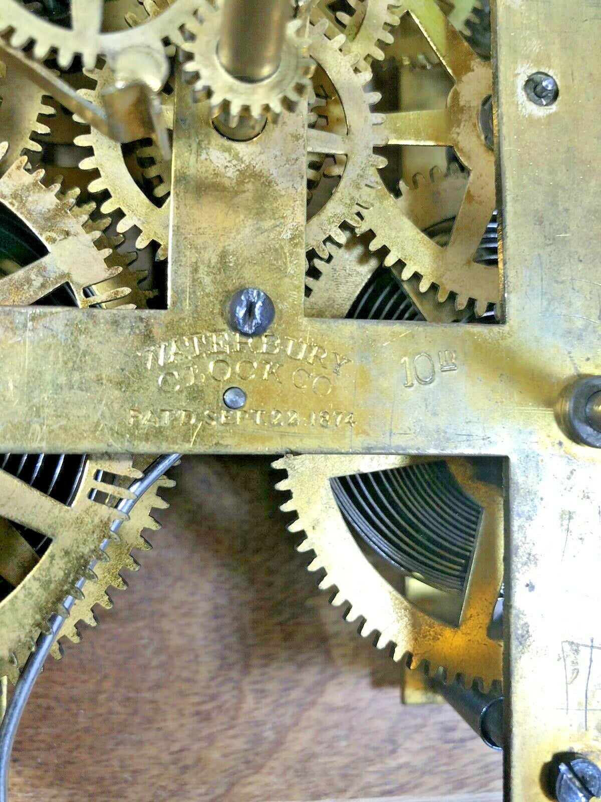 Waterbury 8 Day Clock Movement (Stamped 10 in) Strike Side 3rd Wheel  (K5653)