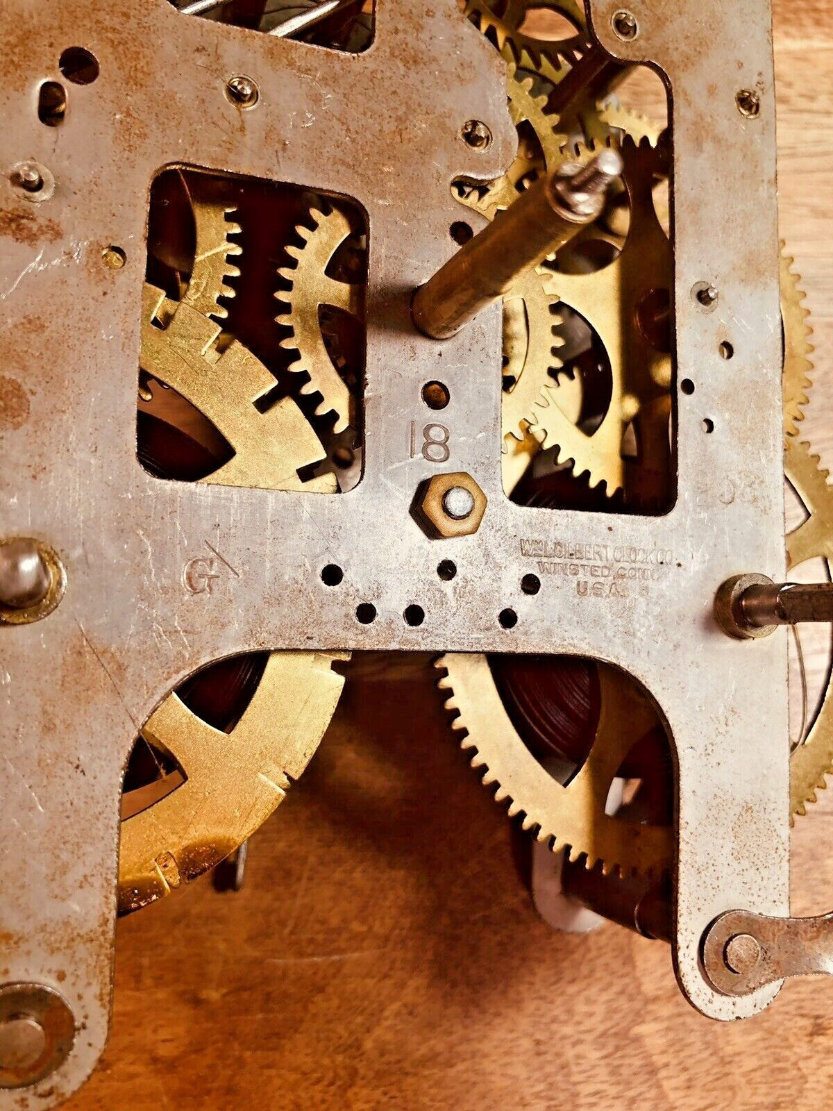 Gilbert Clock Movement (Stamped 18) Time Side 4th Wheel(See Pics to ID)(K7292)