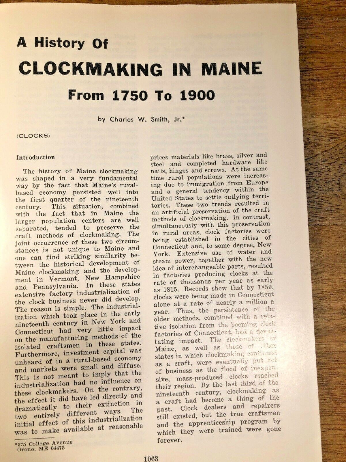 NAWCC Bulletin Apr 73, Maine Clocks, How to Replace Tooth On Gear....(K9612)