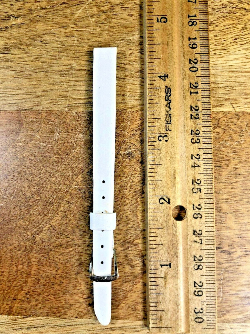 Vintage Speidel Leather (NIB) White & Silver Watch Band (9.5mm or 3/8") (K6256)