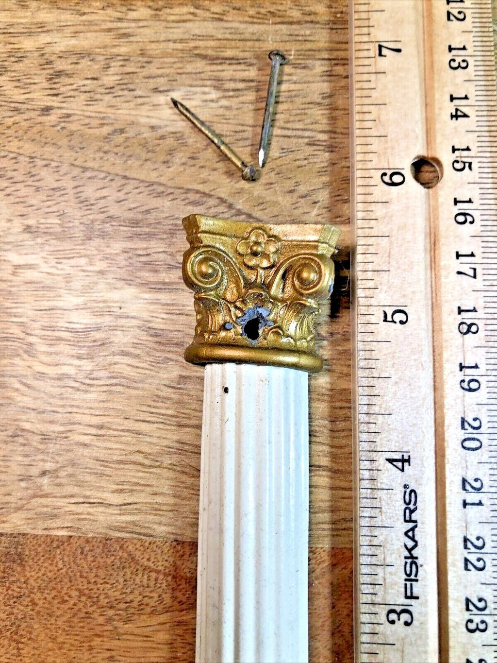 Old Black Mantel Clock Column 5 1/2 Inches Tall               (K7371)