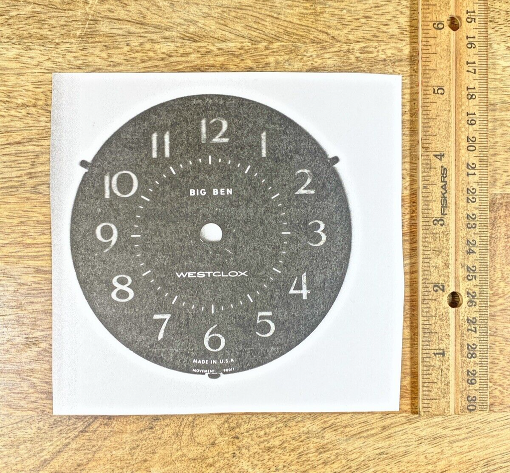 Westclox Big Ben Alarm Clock Paper Replacement Dial (See Description) (Lot 213)