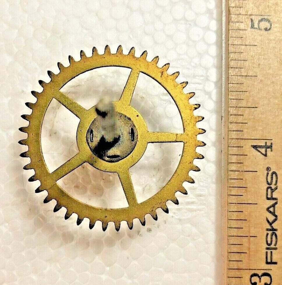 Old Sessions Clock Movement Time Side 4th Wheel (See Pics To ID Mvmt)   (K7771)