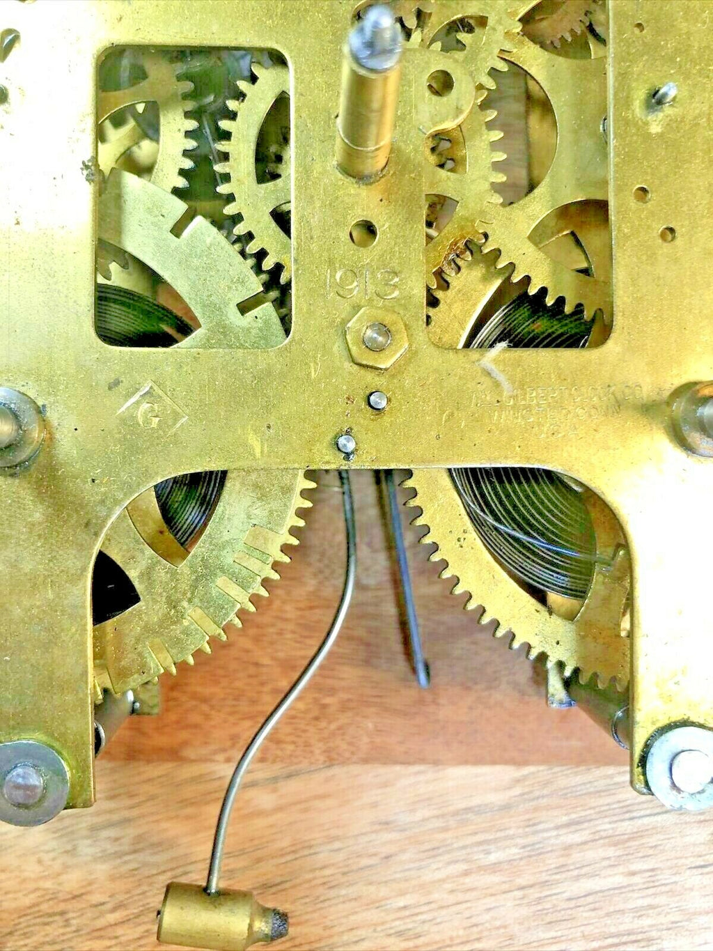 Gilbert "1913" Clock Pendulum Rod and Spring (See Pics to ID Movement) (K7075)