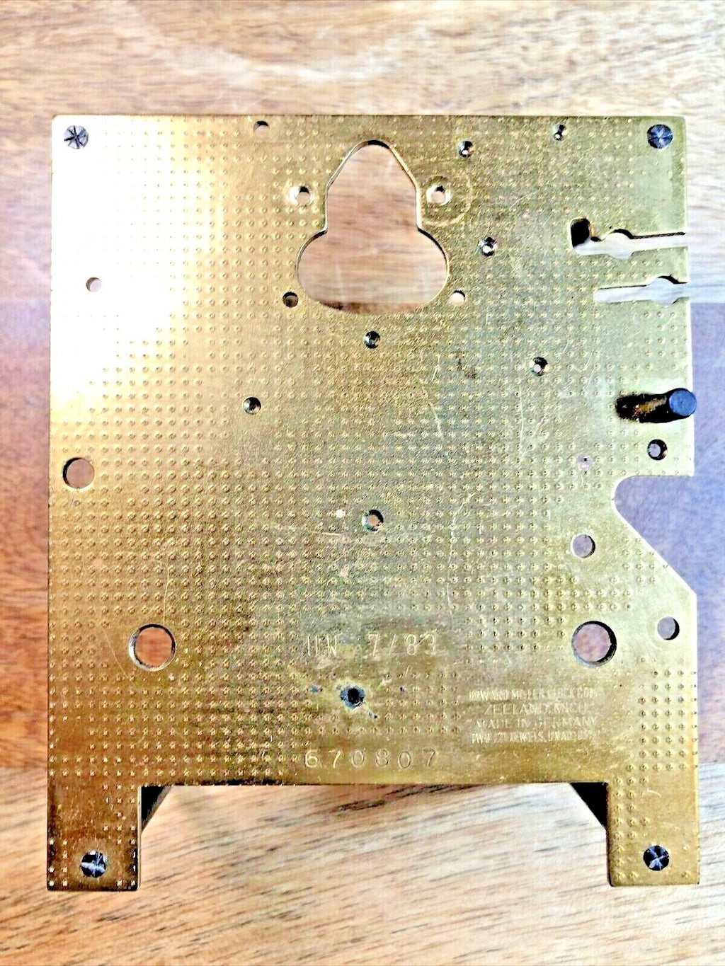 Old Urgos UW 7 Series Clock Movement Back Plate (Pivots Look Good) (K7501)