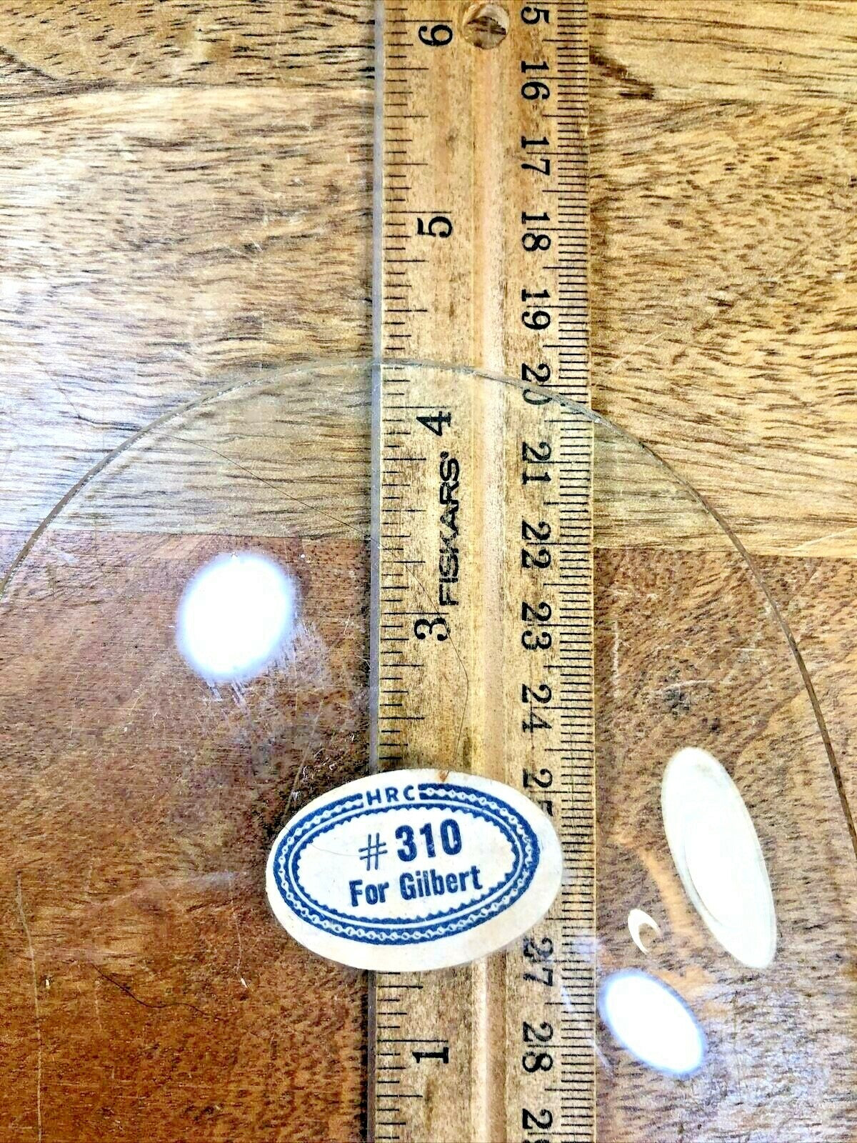 Unusual Shaped Convex Clock Glass (Stamped for Gilbert Clocks)  (K6124)