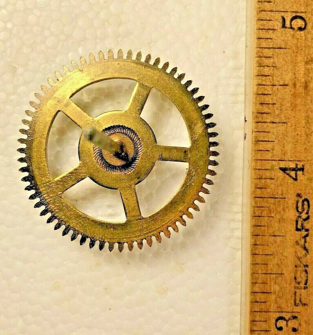 Old Mauthe Clock Movement Time Side 4th Wheel (See Pics to ID Movement) (K7058)
