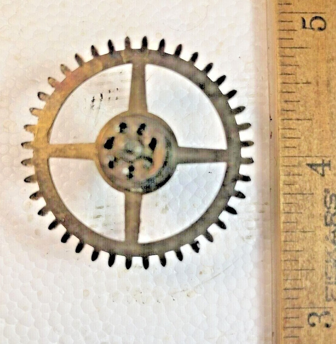 Ingraham (Pat. 1878) Clock Movement Time Side 4th Wheel (See Pics To ID) (K7184)