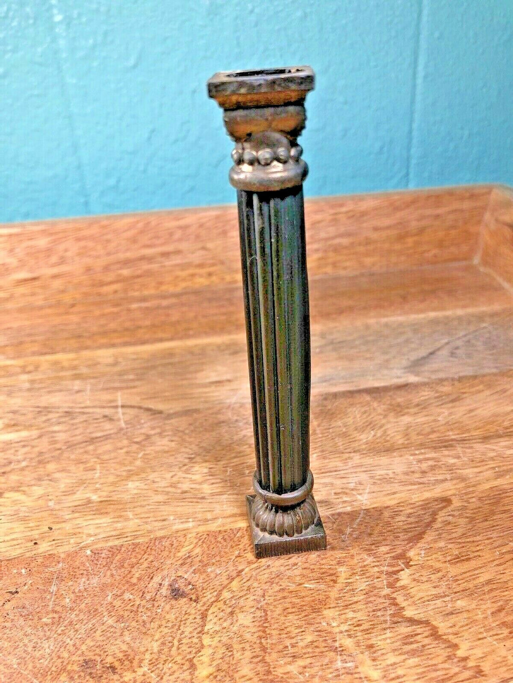 Old 4 3/4" Round Black Mantle Clock Column                            (K1479)