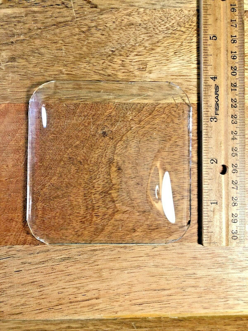 3 15/16 Inch Square Convex Clock Glass Note the Corners (K5798)