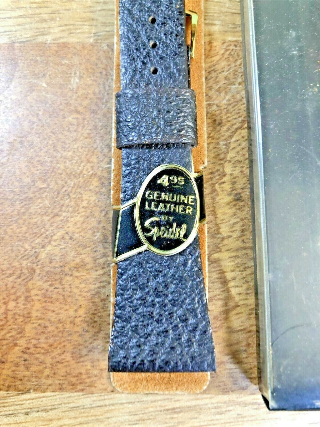Vintage Speidel Leather (NIB) Brown & Gold Watch Band (22.5mm or .89") (K6335)
