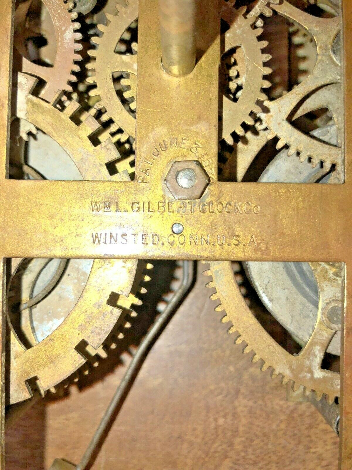 Gilbert 8 Day Clock Time Side 4th Wheel (Pat 1870)(See Pics to ID Mvmt) (K5910)