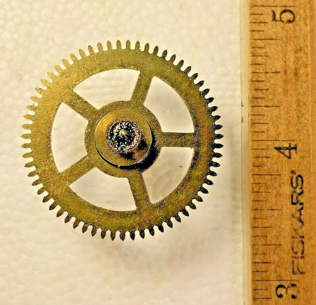 Old Mauthe Clock Movement Time Side 4th Wheel (See Pics to ID Movement)  (K7058)