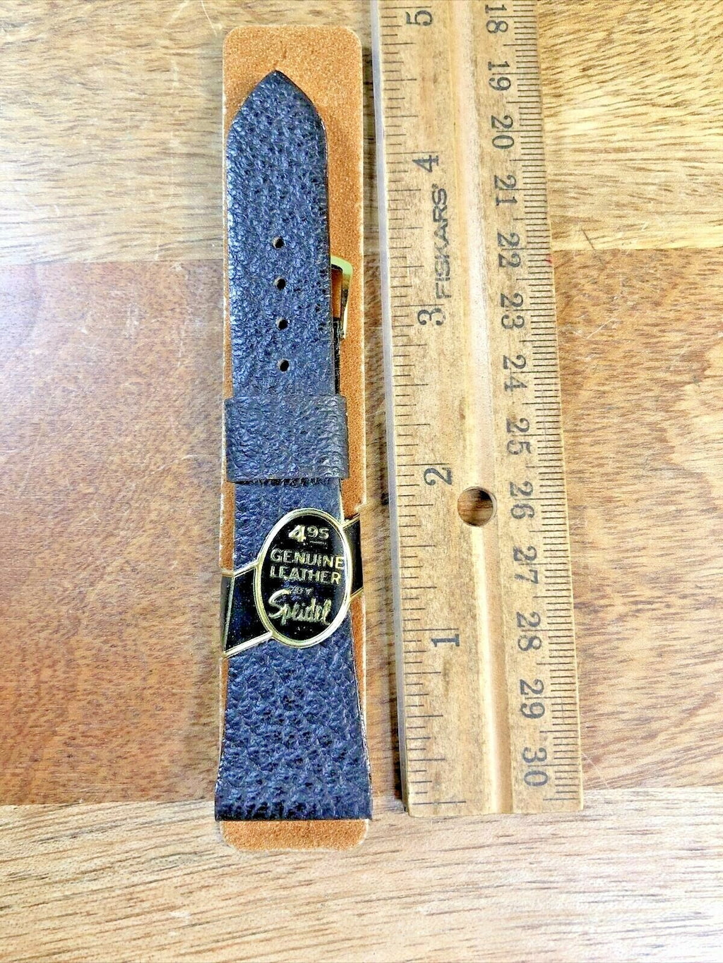 Vintage Speidel Leather (NIB) Brown & Gold Watch Band (22.5mm or .89") (K6335)